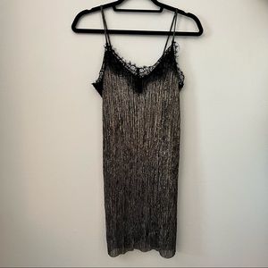 Shimmery Disco Mini Dress with Black Lace